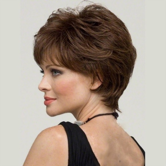 Ladies Full Hair Bob Wig W/Bangs Dk Brown New main image 4